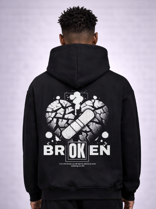 VANACY BRokEN Oversized Hoodie Black